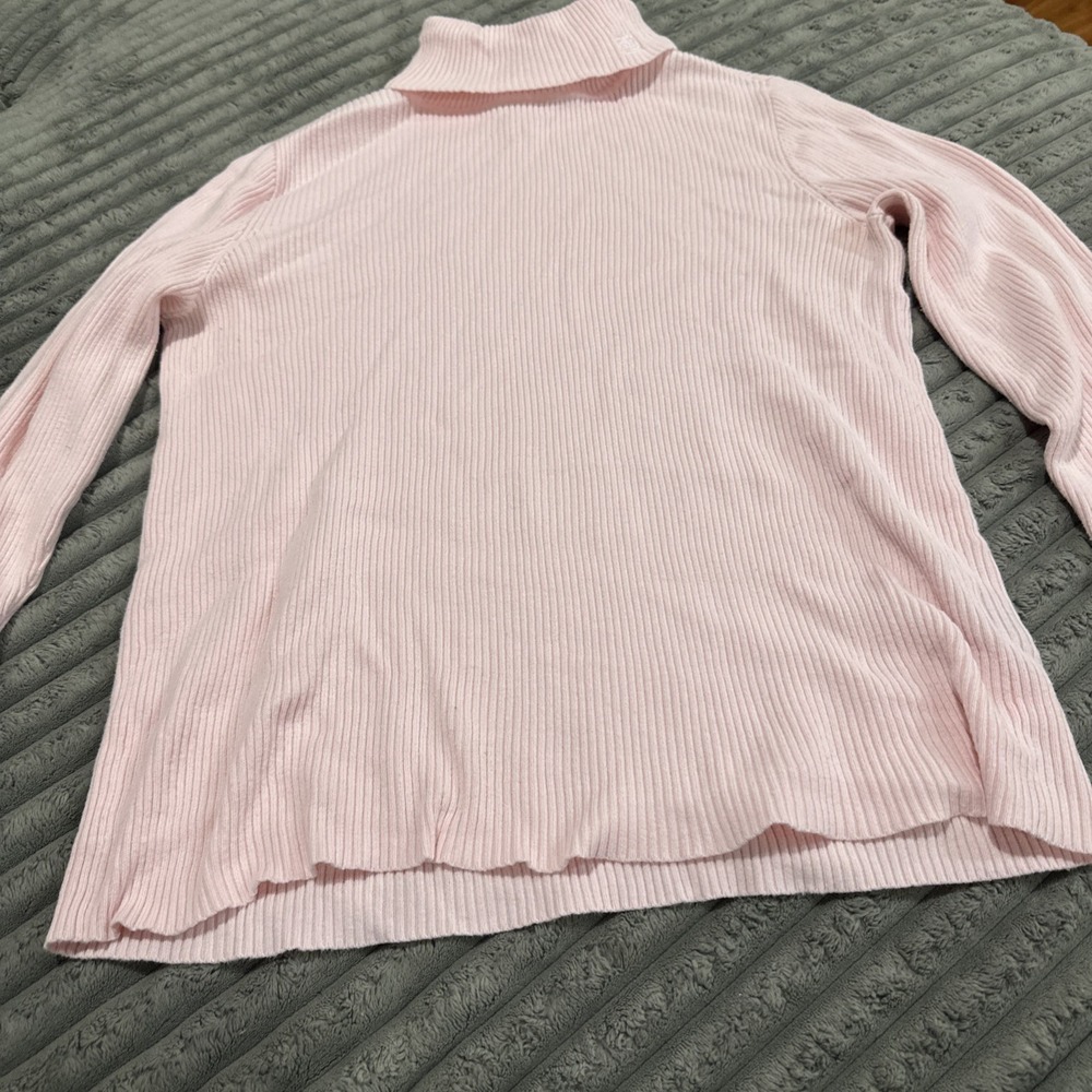 Vintage Womens Lauren Ralph Lauren Pink Ribbed Long Sleeve Turtleneck Sweater M - Picture 3 of 9